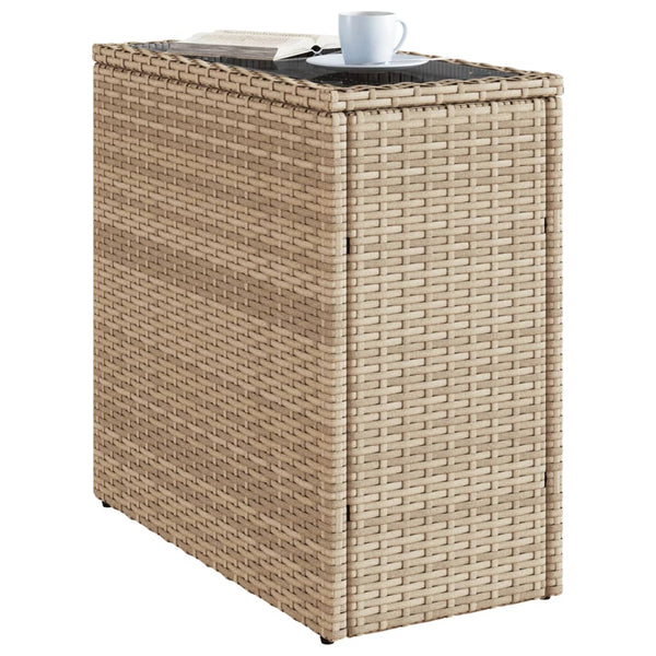 Beige Garten-Beistelltisch mit Glasplatte