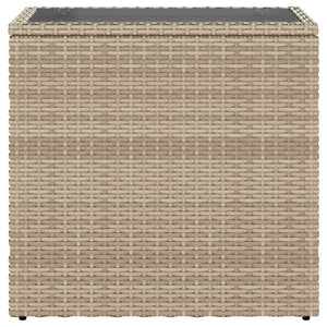 Beige Garten-Beistelltisch mit Glasplatte