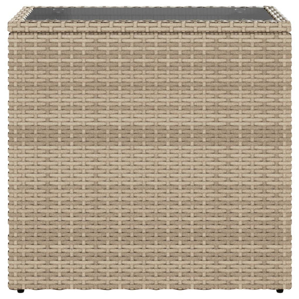 Beige Garten-Beistelltisch mit Glasplatte