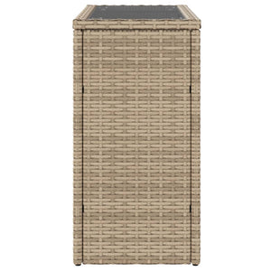 Beige Garten-Beistelltisch mit Glasplatte