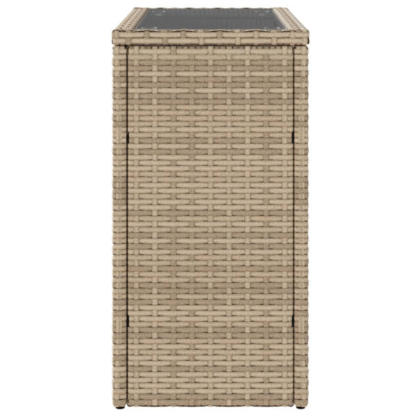 Beige Garten-Beistelltisch mit Glasplatte