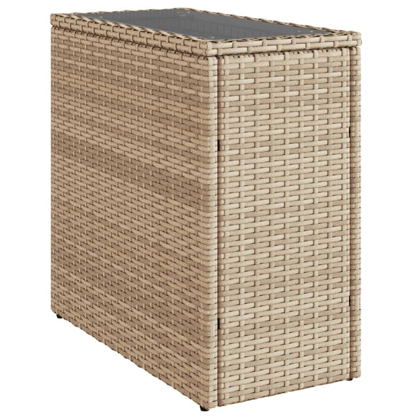 Beige Garten-Beistelltisch mit Glasplatte