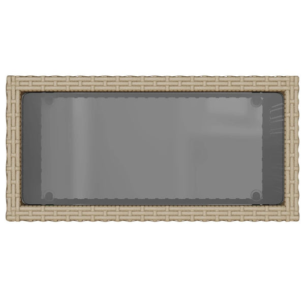 Beige Garten-Beistelltisch mit Glasplatte