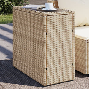 Beige Garten-Beistelltisch mit Glasplatte