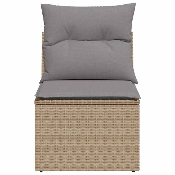 Gartensessel Beige Poly Rattan mit Kissen