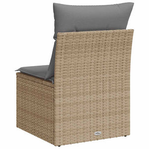 Gartensessel Beige Poly Rattan mit Kissen