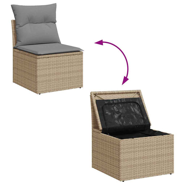 Gartensessel Beige Poly Rattan mit Kissen