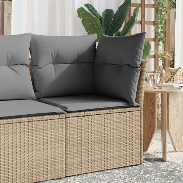Gartensessel Beige Poly Rattan mit Kissen