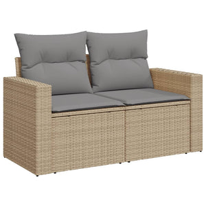 vidaXL Canapé de jardin 2 places avec coussins en polyrotin beige