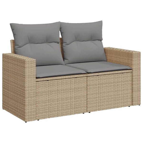 vidaXL Canapé de jardin 2 places avec coussins en polyrotin beige