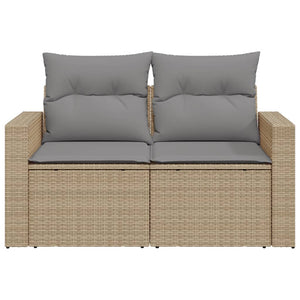 vidaXL Canapé de jardin 2 places avec coussins en polyrotin beige