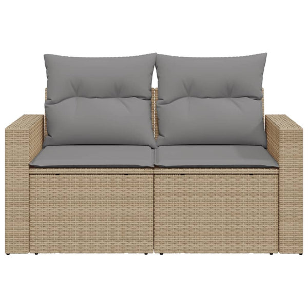 vidaXL Canapé de jardin 2 places avec coussins en polyrotin beige