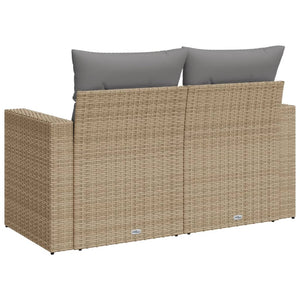 vidaXL Canapé de jardin 2 places avec coussins en polyrotin beige