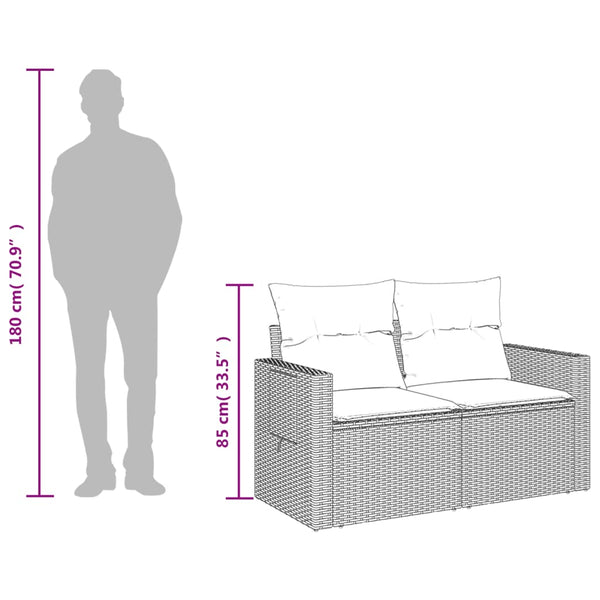 vidaXL Canapé de jardin 2 places avec coussins en polyrotin beige