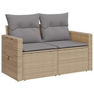 vidaXL Canapé de jardin 2 places avec coussins en polyrotin beige
