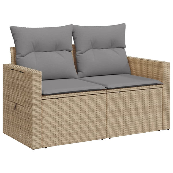 vidaXL Canapé de jardin 2 places avec coussins en polyrotin beige