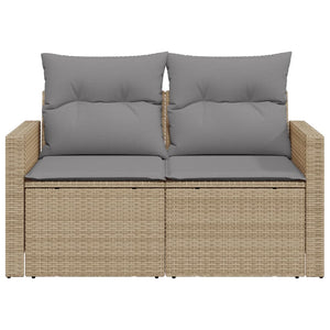 vidaXL Canapé de jardin 2 places avec coussins en polyrotin beige