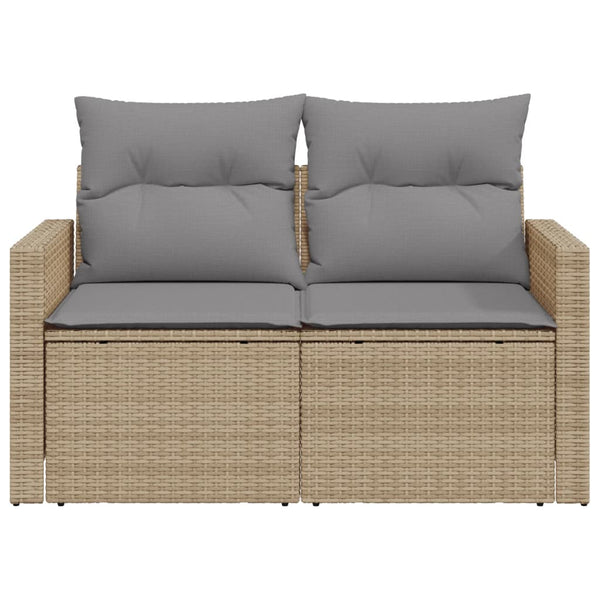 vidaXL Canapé de jardin 2 places avec coussins en polyrotin beige