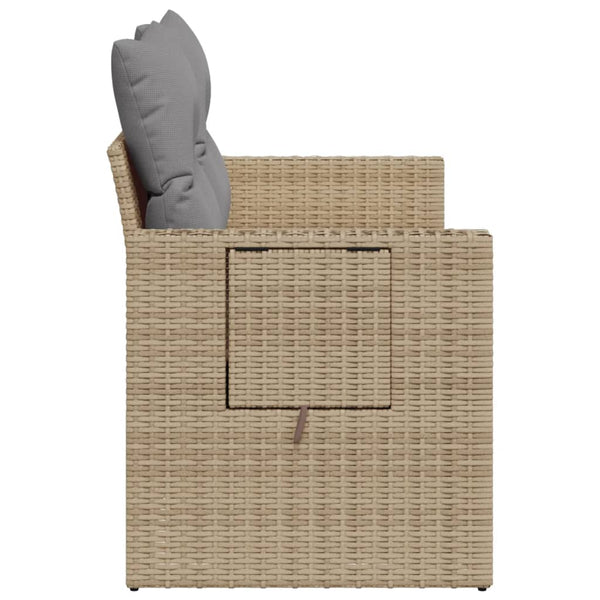 vidaXL Canapé de jardin 2 places avec coussins en polyrotin beige