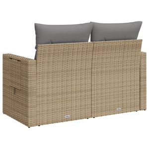 vidaXL Canapé de jardin 2 places avec coussins en polyrotin beige