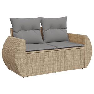 vidaXL Canapé de jardin 2 places avec coussins en polyrotin beige