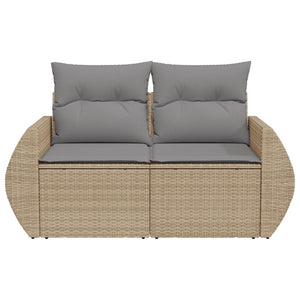 vidaXL Canapé de jardin 2 places avec coussins en polyrotin beige