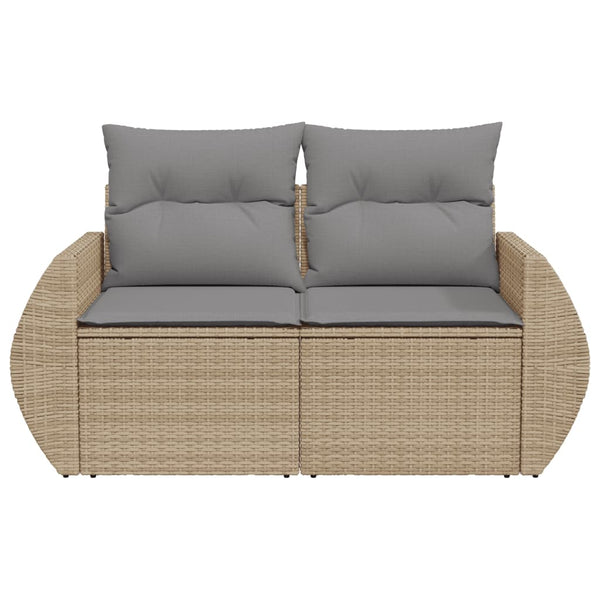 vidaXL Canapé de jardin 2 places avec coussins en polyrotin beige