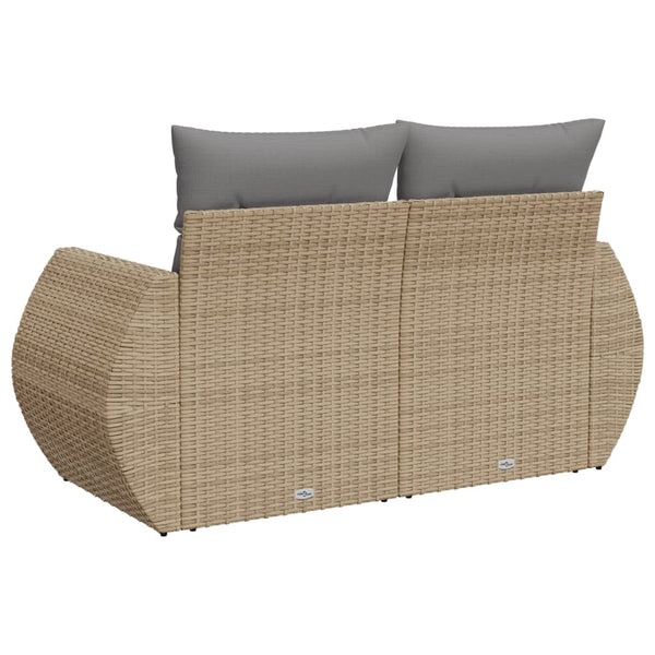 vidaXL Canapé de jardin 2 places avec coussins en polyrotin beige