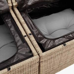 vidaXL Canapé de jardin 2 places avec coussins en polyrotin beige