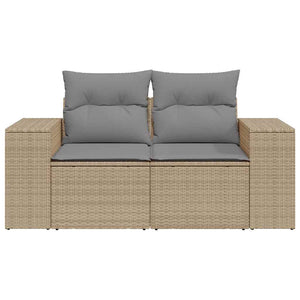 vidaXL Canapé de jardin 2 places avec coussins en polyrotin beige