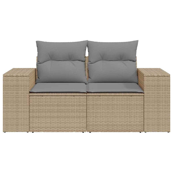 vidaXL Canapé de jardin 2 places avec coussins en polyrotin beige