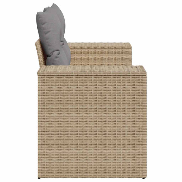 vidaXL Canapé de jardin 2 places avec coussins en polyrotin beige