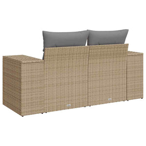 vidaXL Canapé de jardin 2 places avec coussins en polyrotin beige