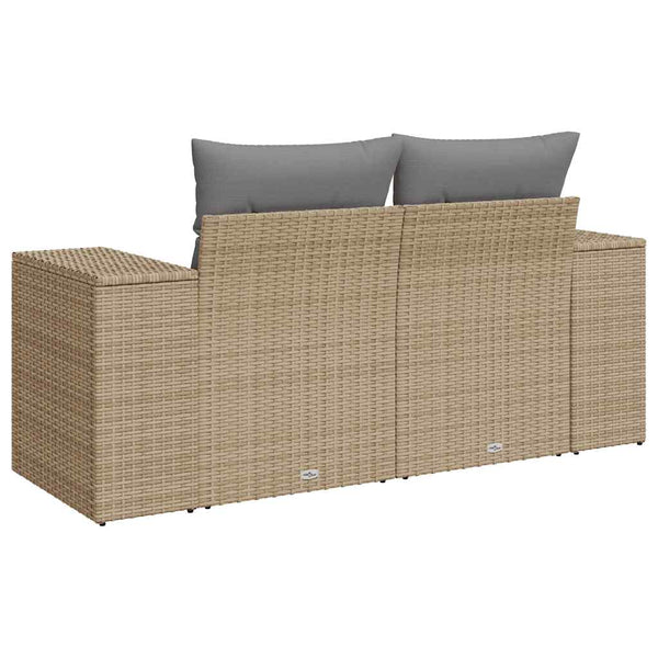 vidaXL Canapé de jardin 2 places avec coussins en polyrotin beige