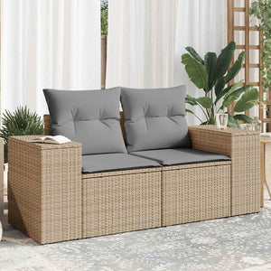 vidaXL Canapé de jardin 2 places avec coussins en polyrotin beige