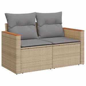 vidaXL Canapé de jardin 2 places avec coussins en polyrotin beige