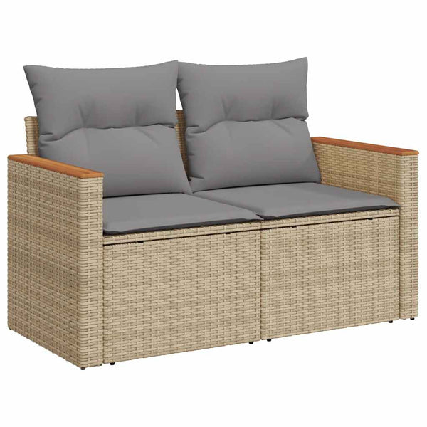 vidaXL Canapé de jardin 2 places avec coussins en polyrotin beige