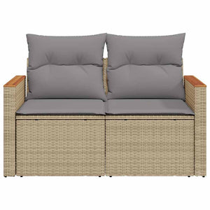 vidaXL Canapé de jardin 2 places avec coussins en polyrotin beige