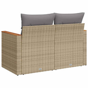 vidaXL Canapé de jardin 2 places avec coussins en polyrotin beige