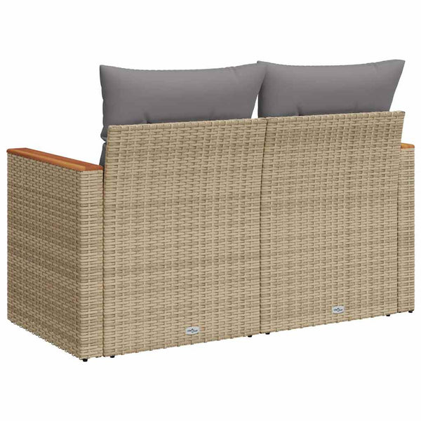 vidaXL Canapé de jardin 2 places avec coussins en polyrotin beige