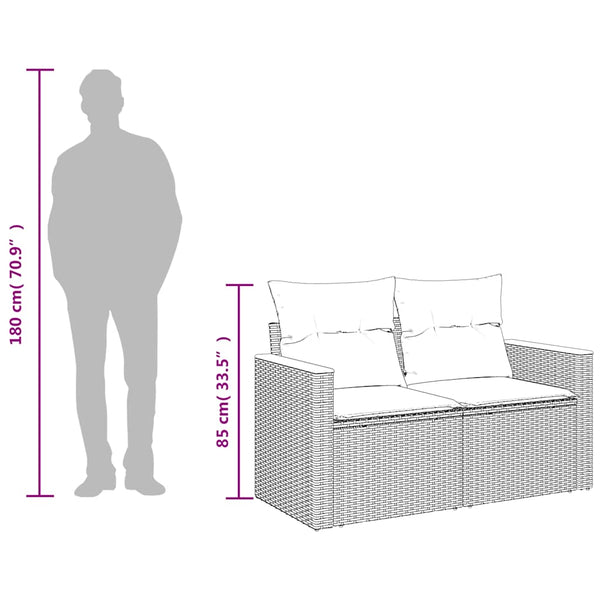 vidaXL Canapé de jardin 2 places avec coussins en polyrotin beige