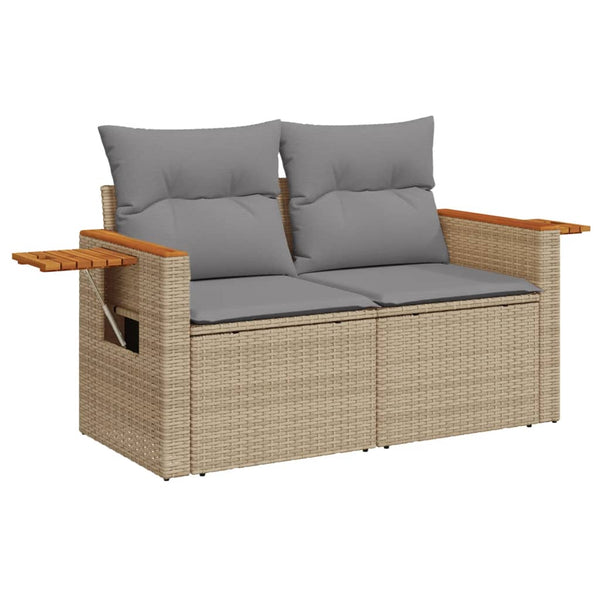 vidaXL Canapé de jardin 2 places avec coussins en polyrotin beige