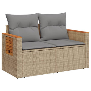 vidaXL Canapé de jardin 2 places avec coussins en polyrotin beige