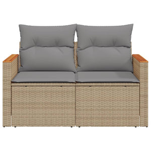 vidaXL Canapé de jardin 2 places avec coussins en polyrotin beige