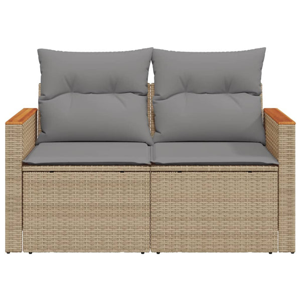 vidaXL Canapé de jardin 2 places avec coussins en polyrotin beige
