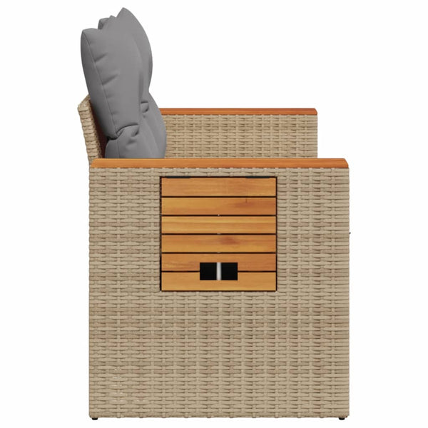 vidaXL Canapé de jardin 2 places avec coussins en polyrotin beige