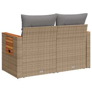 vidaXL Canapé de jardin 2 places avec coussins en polyrotin beige