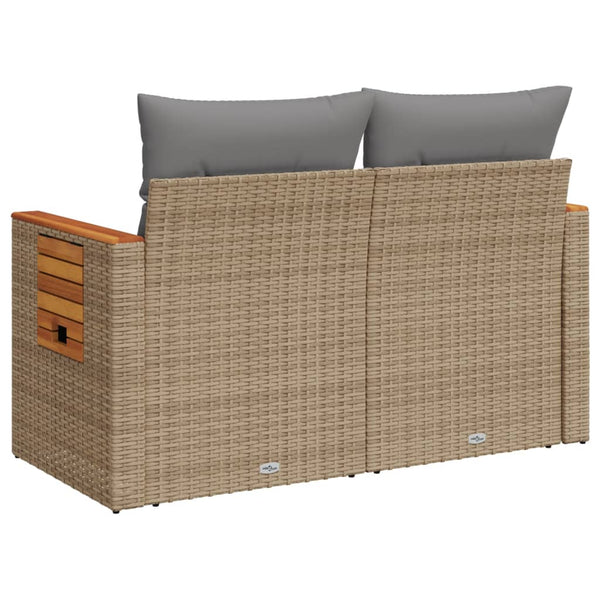 vidaXL Canapé de jardin 2 places avec coussins en polyrotin beige