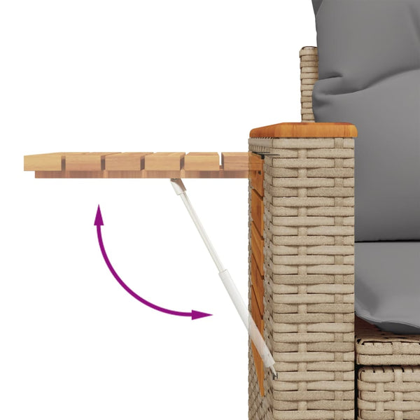 vidaXL Canapé de jardin 2 places avec coussins en polyrotin beige