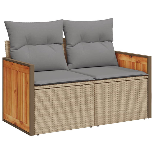 vidaXL Canapé de jardin 2 places avec coussins en polyrotin beige